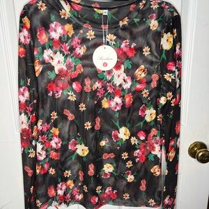 Prinbara Sheer Long Sleeve Top with thumb holes